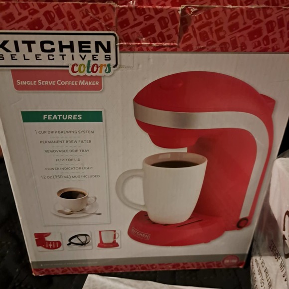 NEW Red Kitchen Selectives Colors Single Serve Coffee Maker RED - Picture 2 of 7